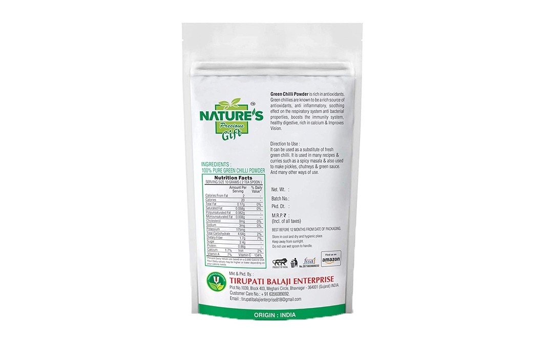 Nature's Gift Green Chilli Powder    Pack  100 grams